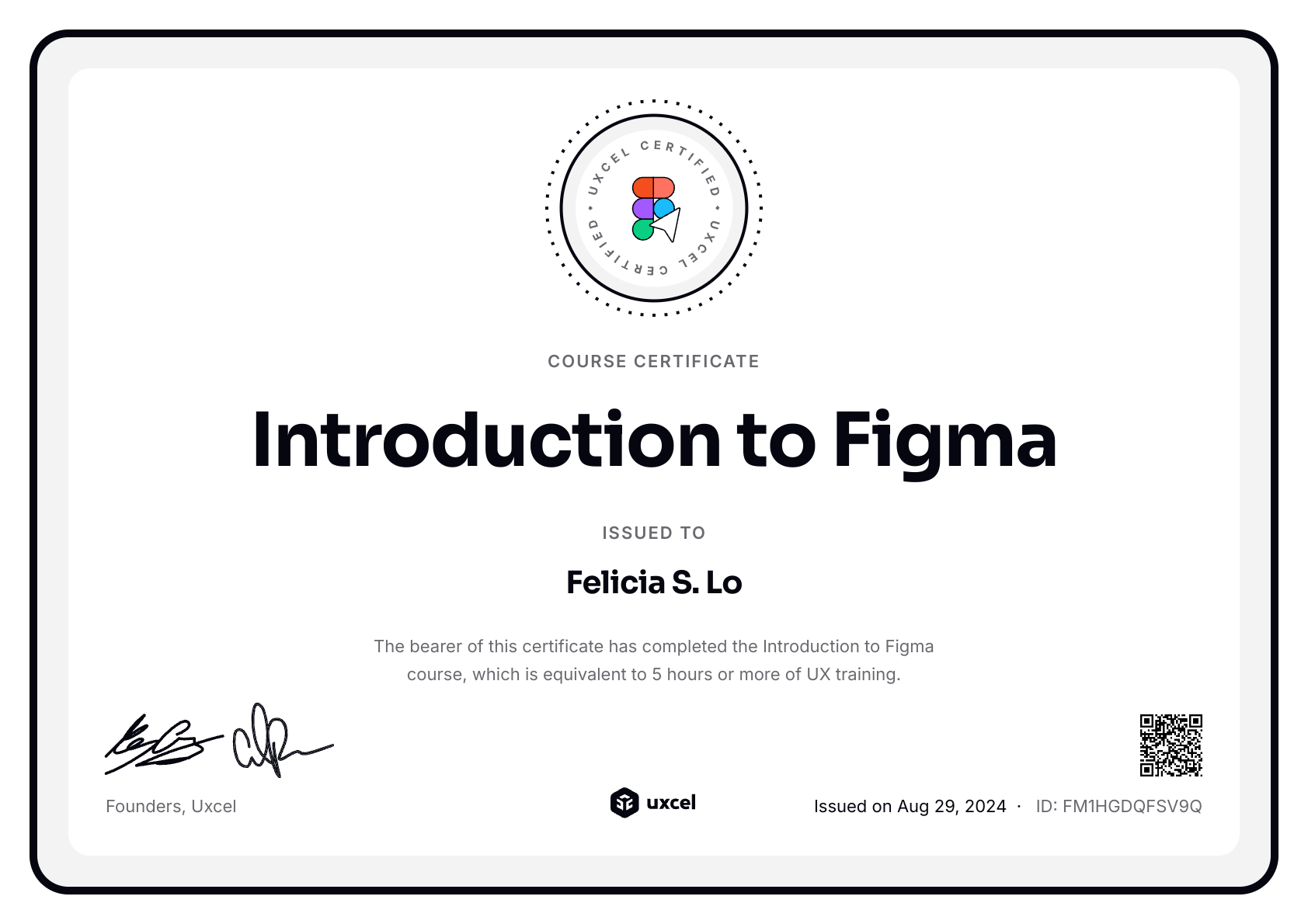 Felix Lo's certificate